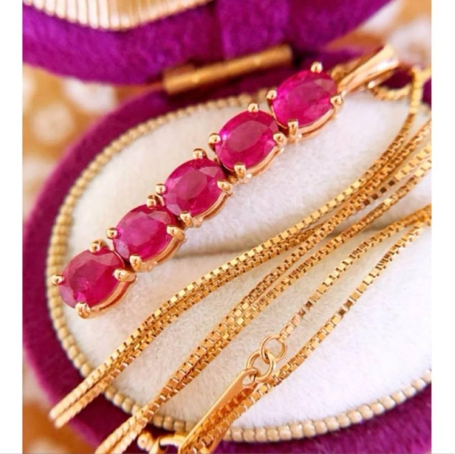 Amazon.co.jp: GSTV R1.40CT k18PGルビーIラインネックレス トップ