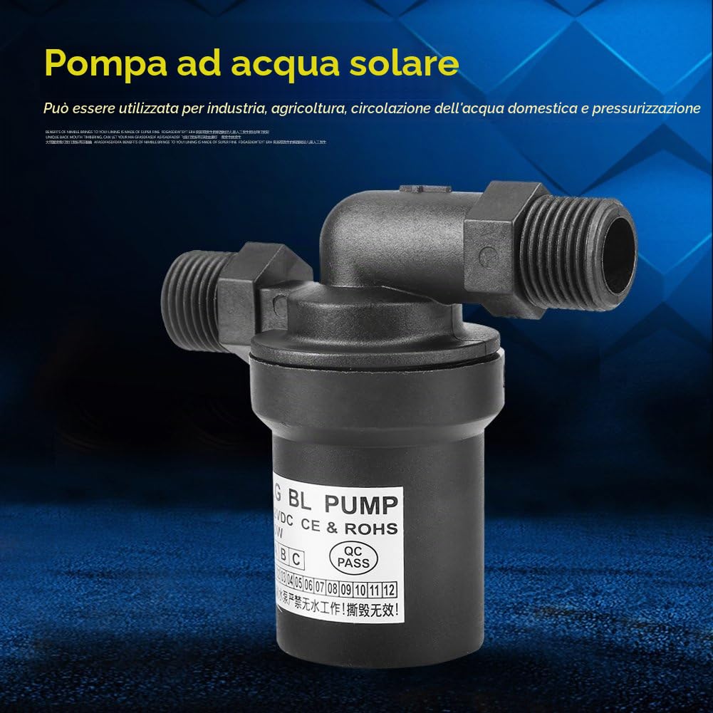 Fydun Pompa ad Acqua Solare ad Alta Temperatura, Pompa ad Acqua Solare ad Alta Temperatura Senza spazzole 12V 10W DC per pompaggio di circolazione + 12 Volt Circulation Pumps Pompa 12 Volt per Acqua