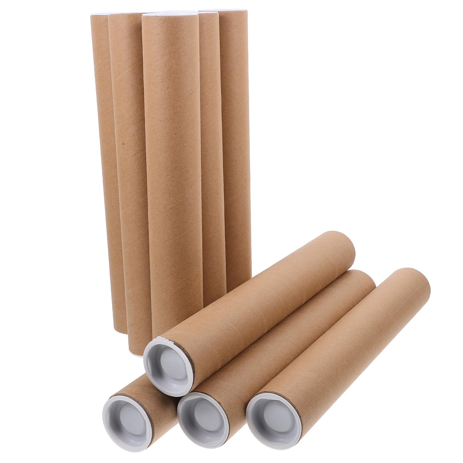 PRETYZOOM Lot de 10 Tubes D'expédition en Papier Kraft 2 Bouchons Abs, Tubes à Affiches Résistants pour Rangement et Transport Sécurisé de Documents et Œuvres D'art