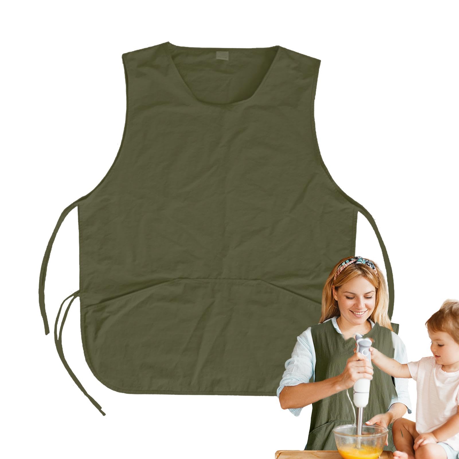 Smock Aprons, Kitchen Cooking Apron, Coffee Apron, Deep Pockets Art Smock, Unisex Waterproof Cobbler Pinafore with Pockets Lightweight Smock for Cleaning Kitchen Work
