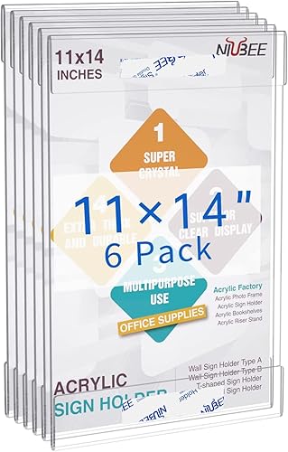 Miniatura 8 de NIUBEE Soporte para letreros de plexi acrílico transparente de 85 x 11 pulgadas con cinta adhesiva de doble cara soporte para menús de documentos