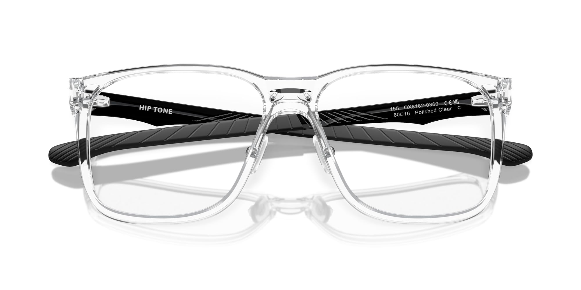 Oakley Męskie kwadratowe oprawki na okulary na receptę Ox8182 Hip Tone, Polerowany przezroczysty/demo obiektyw, 60 mm