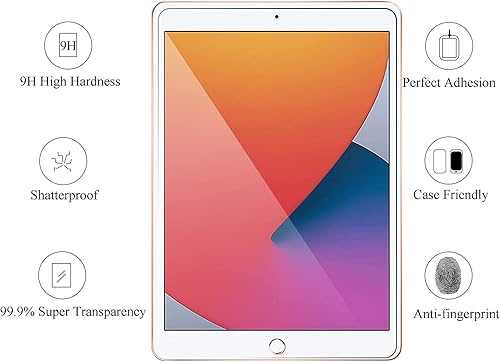 Miniatura 3 de TANTEK Paquete de 2 protectores de pantalla para iPad 87 (10.2 pulgadas, modelo 20202019, 87 generación), película de vidrio templado, ultra