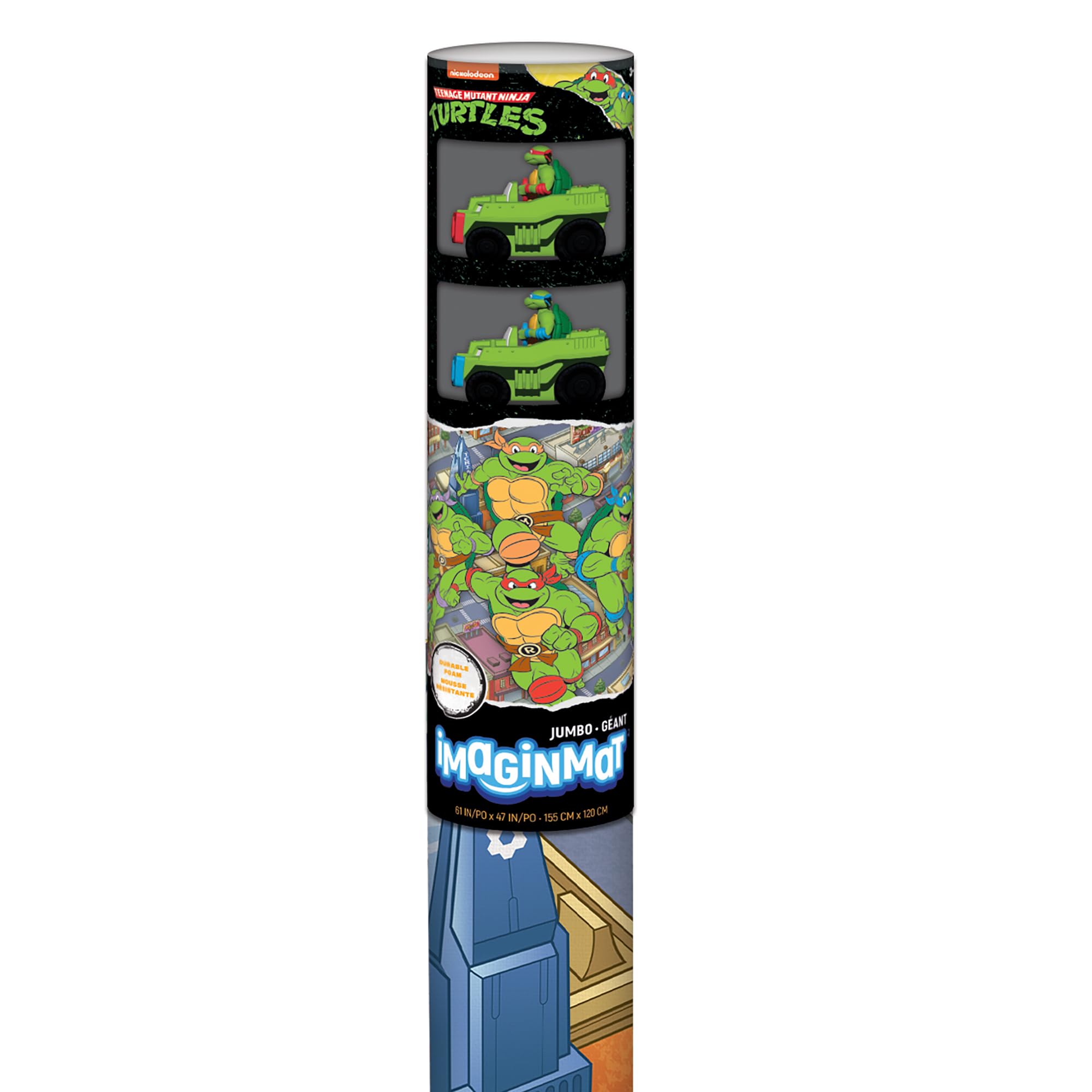 Imaginmat Jumbo TMNT mata do zabawy na podłodze, 2 zabawki, 47 x 61 cm, 2 postacie, wytrzymała mata z pianki EVA, przenośna konstrukcja, dla dzieci od 3 lat