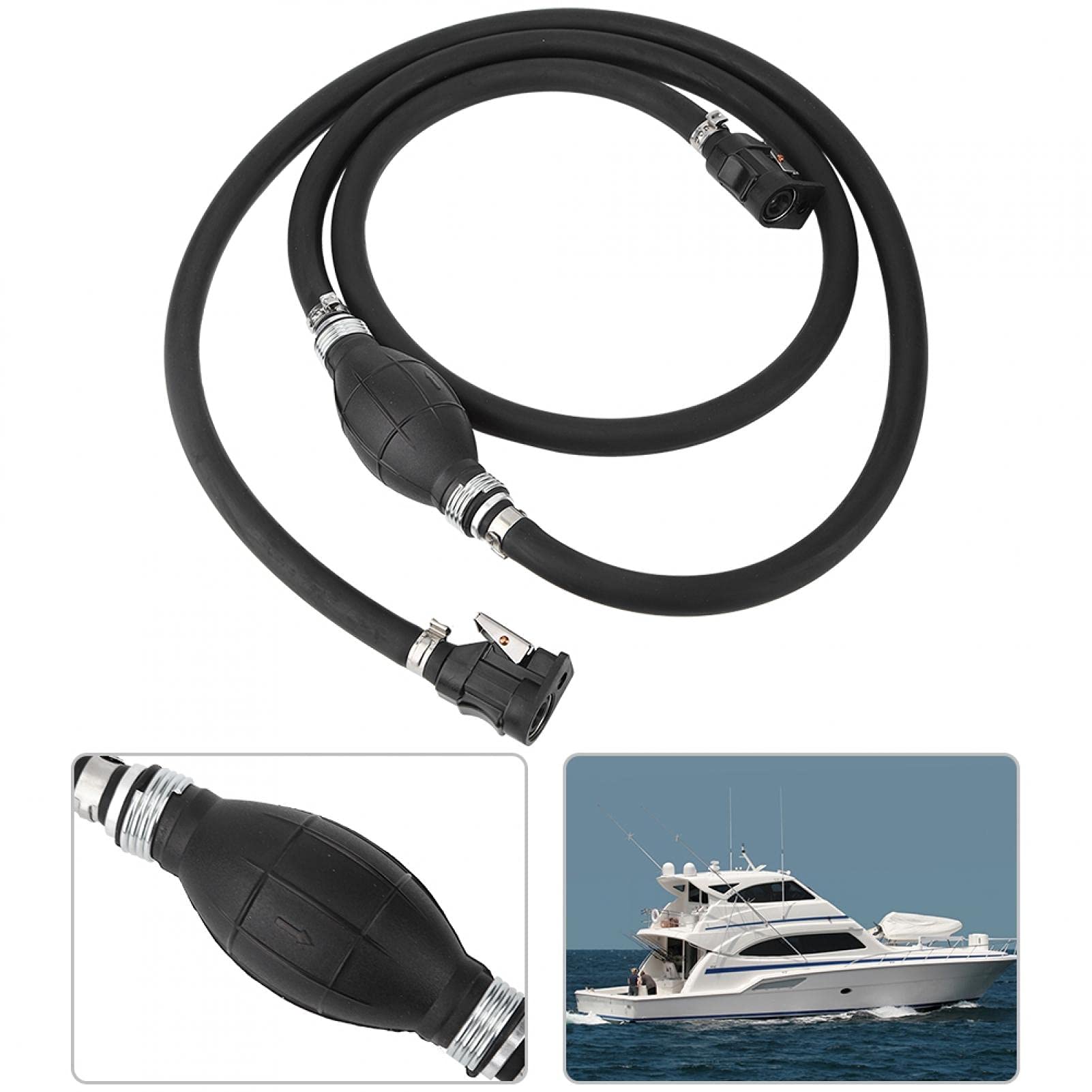 Conjunto de línea de gas combustible marino, Marine Johnson 3/8 pulg., Motor de barco, conjunto de línea de manguera de gas combustible, conector de bombilla de imprimación, tubería de gas marino