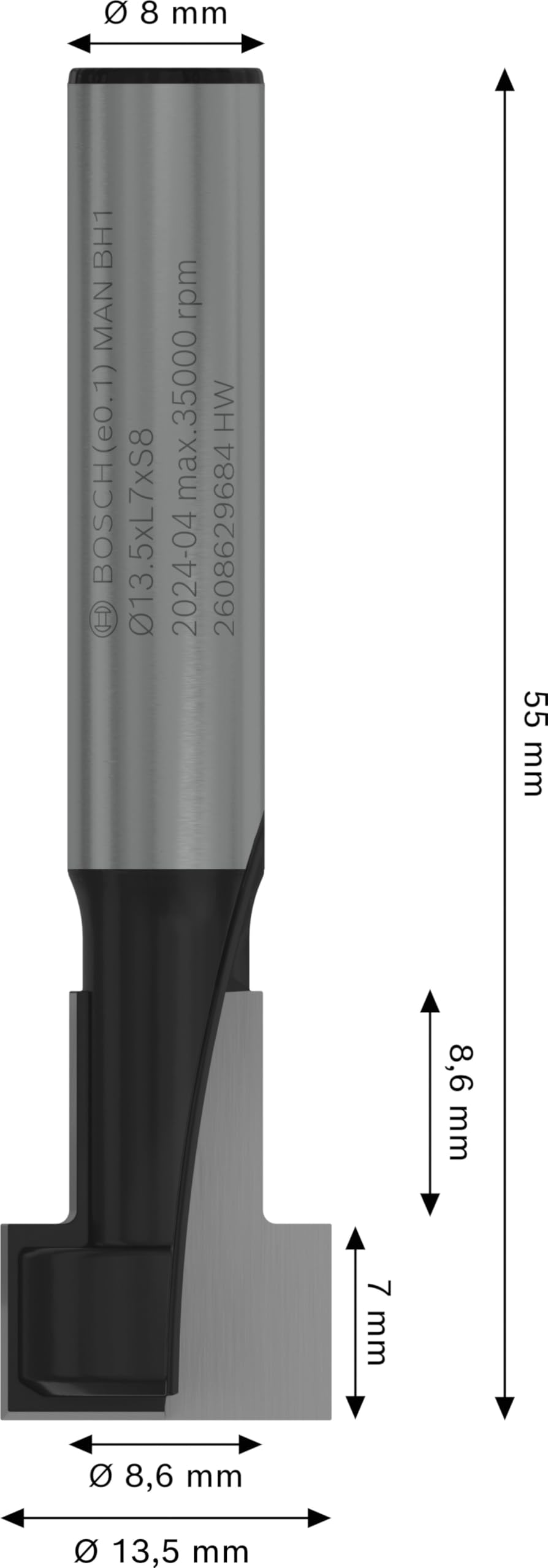 Bosch Pro 13.5x8.6 mm Ahşap T Oluk Açma Freze Ucu 2608629684