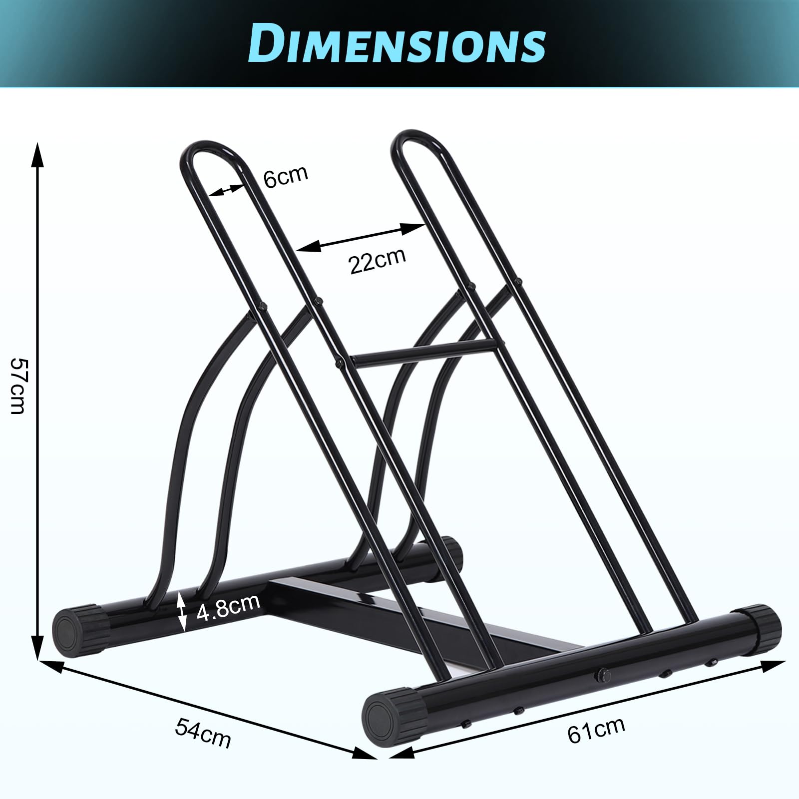 WOLTU Râtelier Vélo, Range Vélo pour 2 Bicyclettes, pour Pneu Max. 60mm, en Métal, pour Garage, Maison, Jardin, Noir