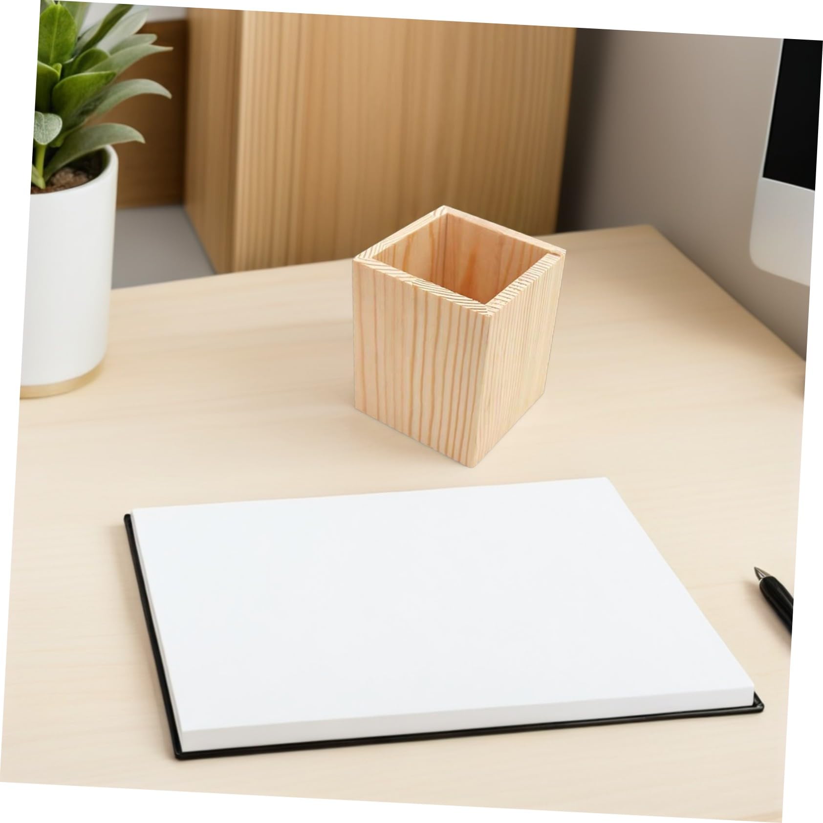 10 Pezzi Portapenne in Legno di Pino Geometrico Multifunzionale per Scrivania Organizer per Pennelli Penne e Piante Succulente Resistente e Decorativo per Ufficio e Casa