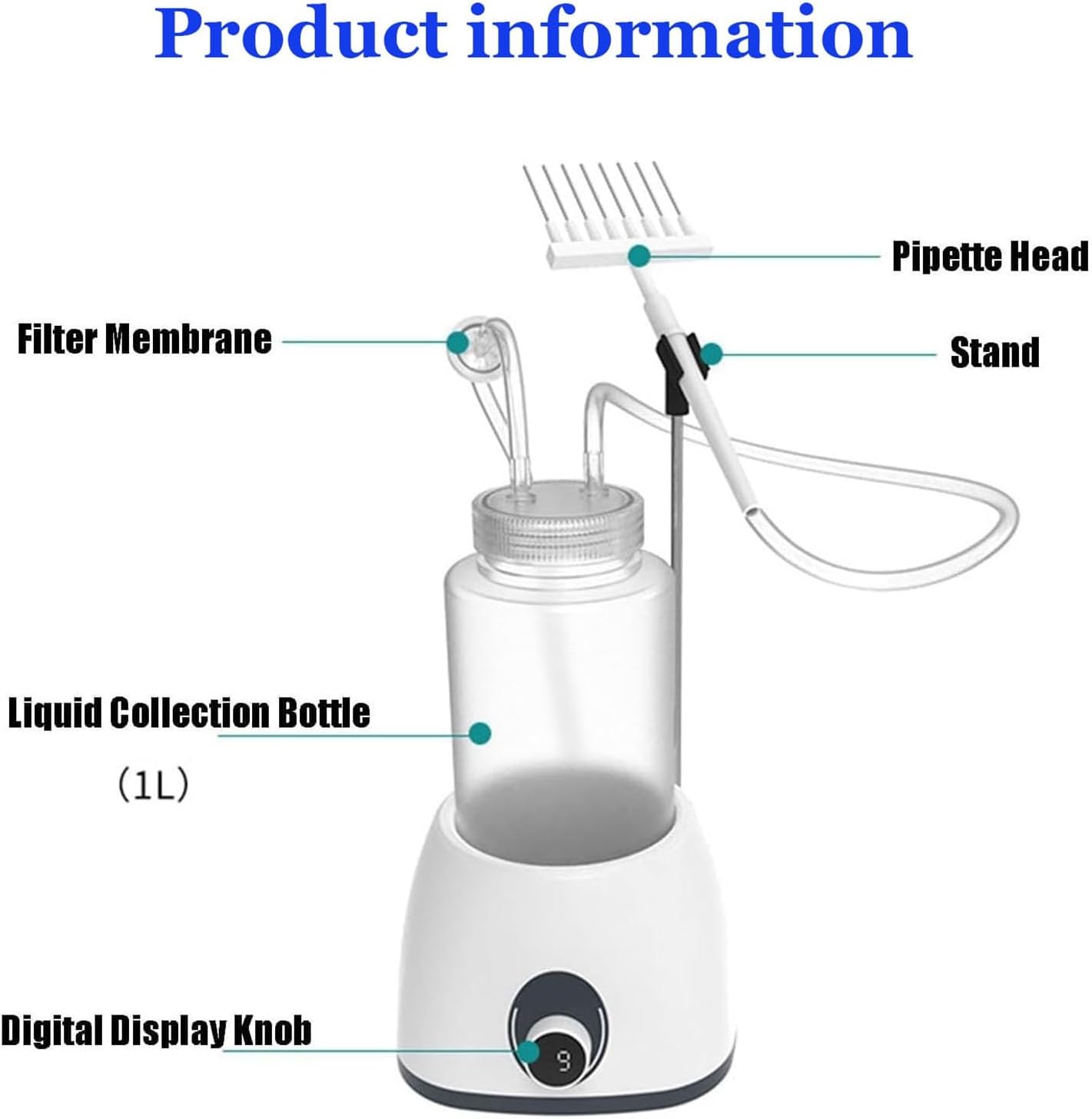 Lab Vacuum Aspirator Pump, Benchtop Waste Liquid Collector, Small Portable Liquid Recovery Device with Transparent Tank for Chemical Biology Laboratory