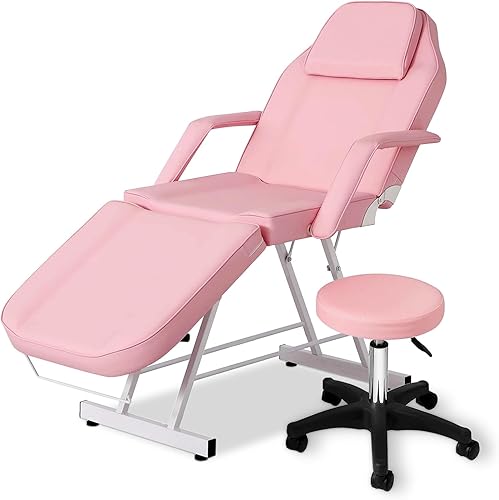 Mesa de masaje para tatuajes, cama de spa facial ajustable con taburete hidráulico, cama de esteticista profesional para tratamiento de belleza,