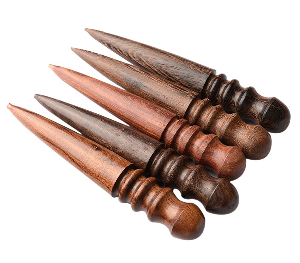 Sealike Wood Leathercraft Slicker Round Burnisher Multi-size Wood Slicker with Stylus