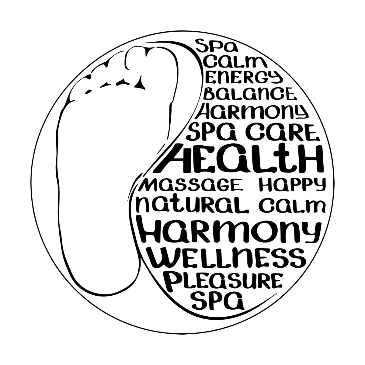 Vinyl Wall Stickers Spa Salon Zen Yin Yang Massage Relax Yoga 36x36cm Art Mural Painting Small Black — image 1
