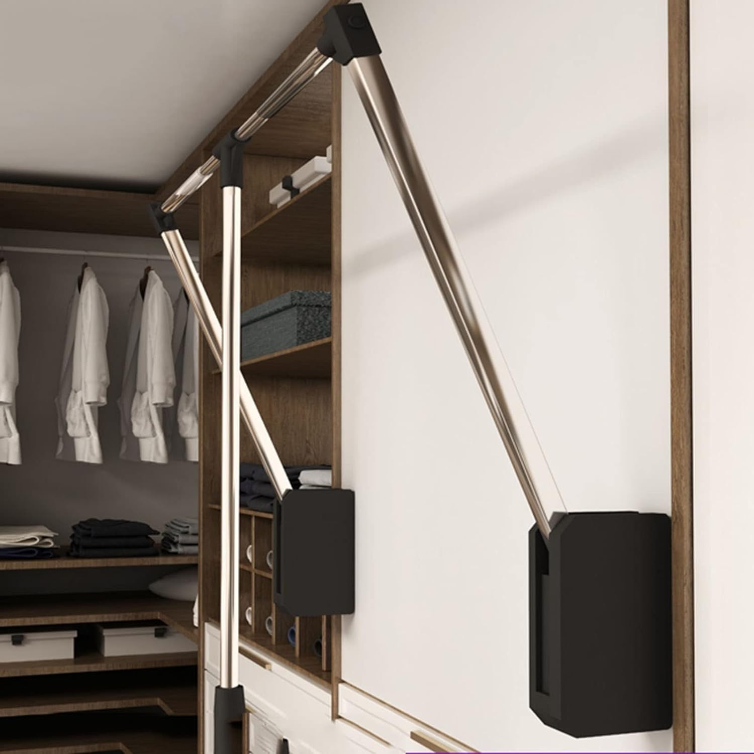 AYCDL Pull-down Wardrobe Rod/Adjustable Wardrobe Lift Rail nizer Sto System Wardrobe Hanr Rod/Wardrobe Sto nizer For Soft Return/Back Mount,Color-66-89cm