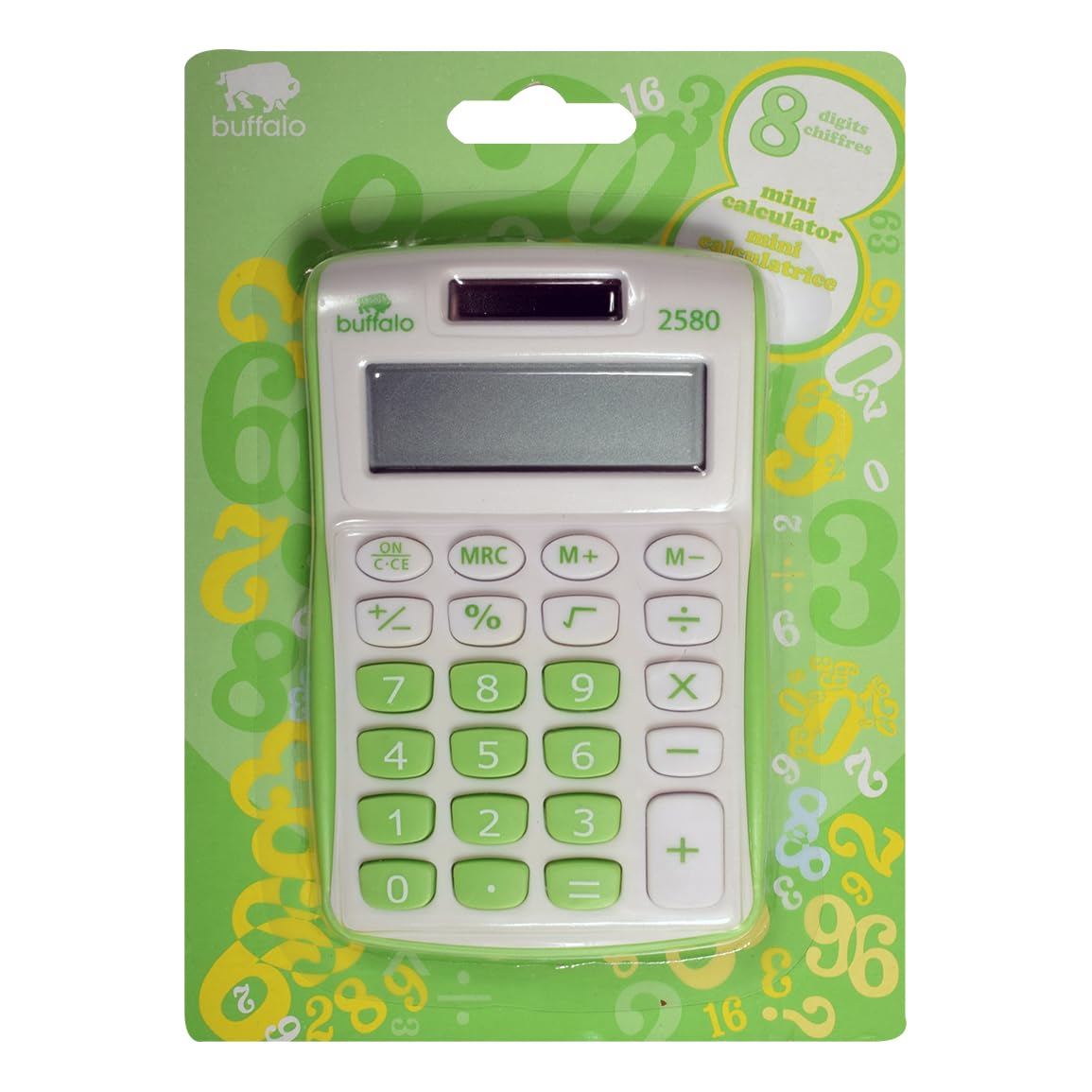 Buffalo Original, Calculator Battery Pow 8-Digits, Green