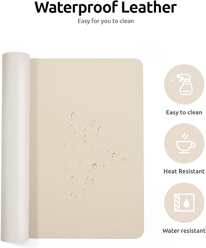 Miniatura 4 de YSAGi Protector de escritorio de cuero, tapete de oficina, alfombrilla grande para mouse, antideslizante, de piel sintética, escritorio para laptop,