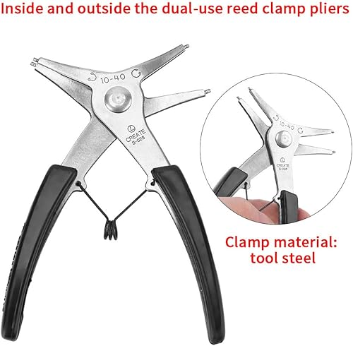 Miniatura 3 de 1 alicates de anillo de presión Propósito Alicates Circlip Herramienta de Reensamblaje para Anillo de Presión Interno y Externo