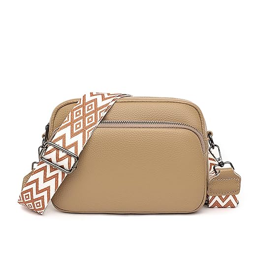 DIVCIDLC Small Crossbody Bag with Wide Guitar Strap Camera Purse Shoulder Handbag Satchel, Off White