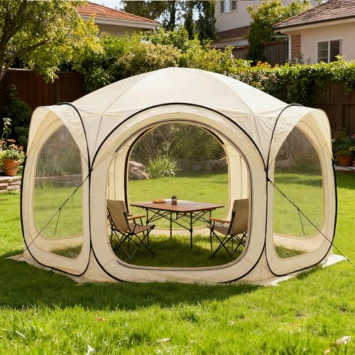 COSIEST Pop Up Screen House Tent 12 FT, Instant Portable Screen Room Canopy with Mosquito Net, Easy Setup Outdoor Tent for Patio, Screen,Backyard, Camping, BBQ & Sports, Includes Carry Bag