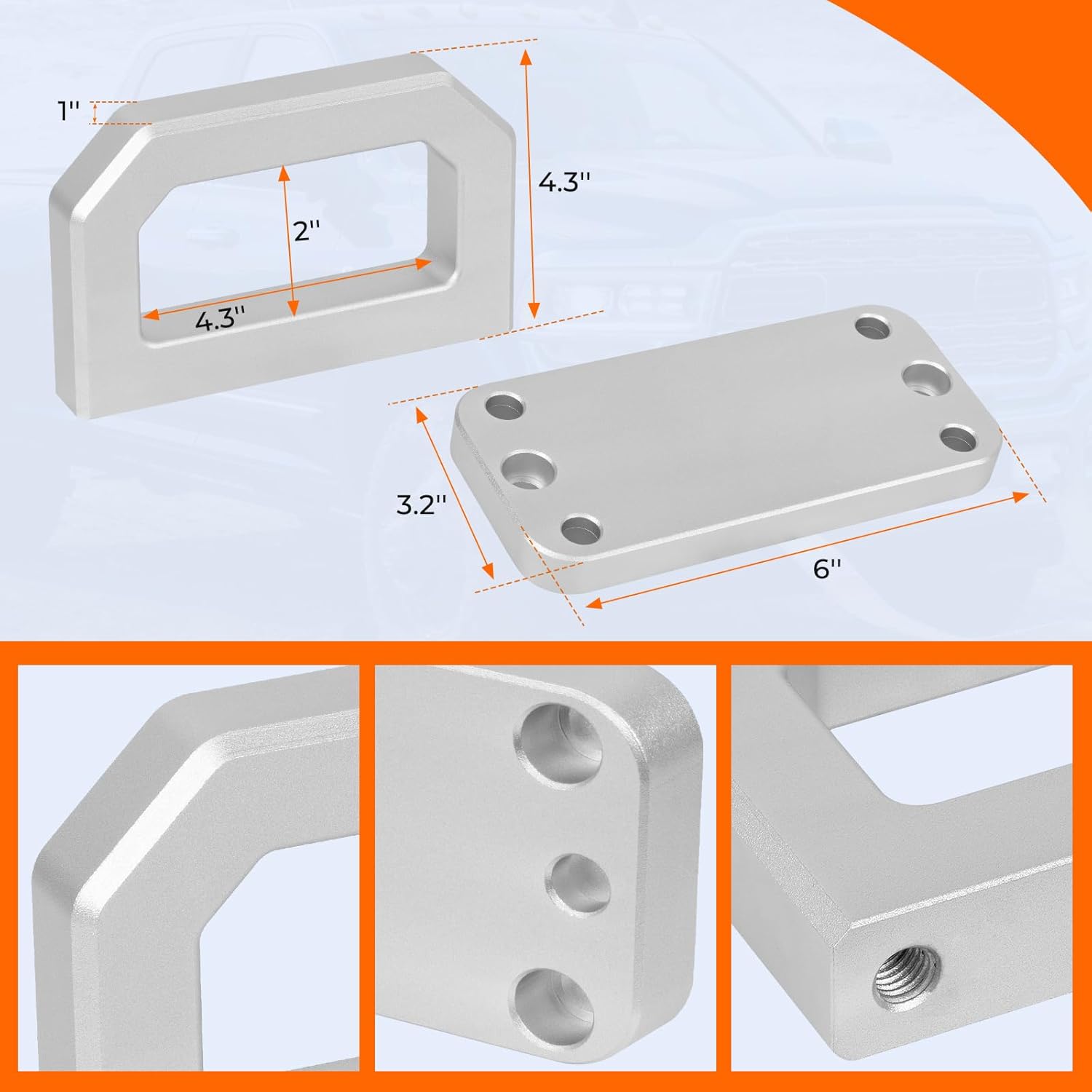 2PCS Aluminum Front Tow Hooks Compatible with 2003-2018 Ram 2500 3500 2WD & 4WD Truck Recovery Heavy Duty D-Ring Shackle Replace for 68171791AA 52020587AB