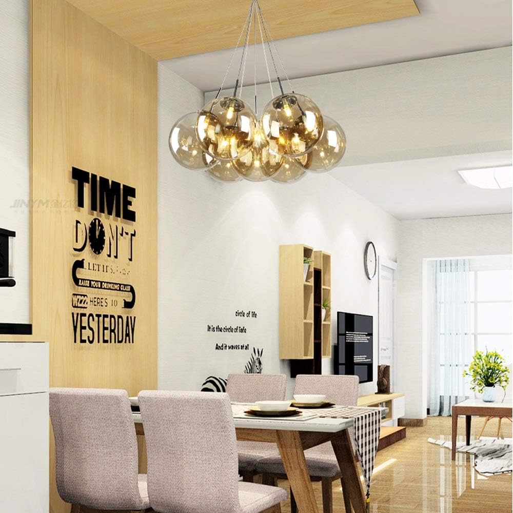 LED Glass Ball Chandelier Modern Minimalist Living Room Bubble Pendant Lights Restaurant Personality Creative Bedroom Nordic Style Chandelier (Color : A-7 Balls)