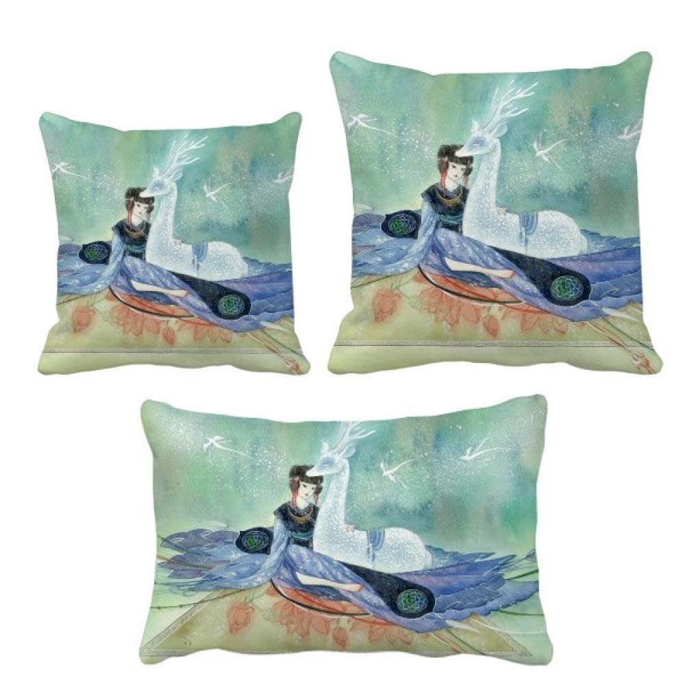 Coussin de décoration White Deer design illustré élégant pour intérieur chic