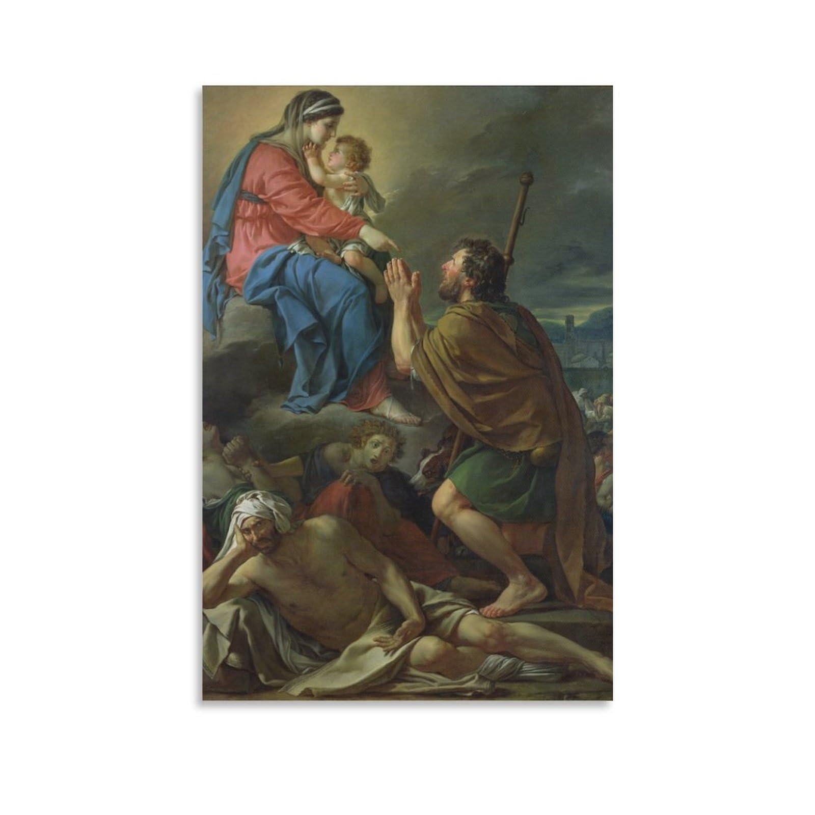 St. Roch Praying to The Virgin for An End to The Plague, 1780 by Jacques Louis David Wall Art Prints Poster Picture Print Wall Art Poster Painting Canvas Posters Artworks Room Aesthetic 16x24inch(40x6