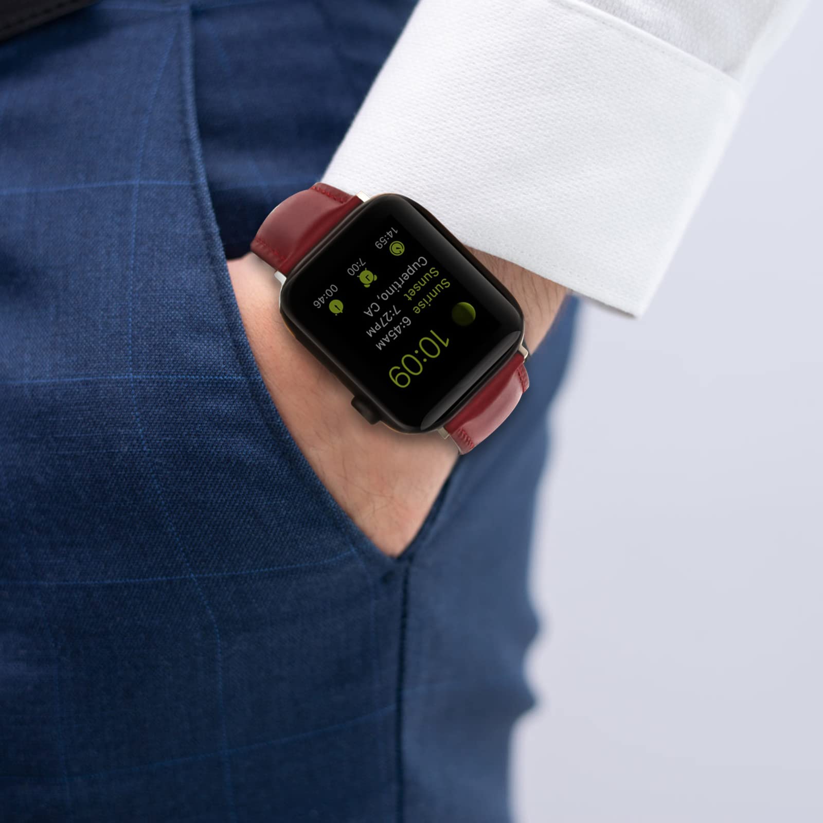 Pasek do zegarka kompatybilny z Apple Watch 49 mm, 45 mm, 44 mm, 42 mm, 41 mm, 40 mm, 38 mm, akcesoria z prawdziwej skóry, zamiennik opaski do iWatch Ultra, SE2, SE, Series 8, 7, 6, 5, 4, 3