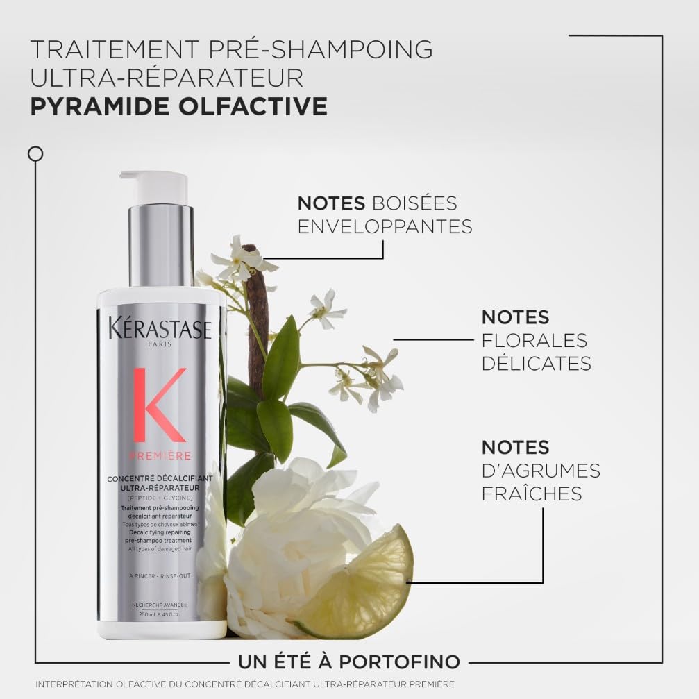 KERASTASE Première - Concentré Décalcifiant Ultra-Réparateur - Traitement Capillaire Pré-Shampoing - 93 % de Casse en Moins - +75 % de Brillance - Sans Sulfate - Cheveux Abîmés - 250 ml