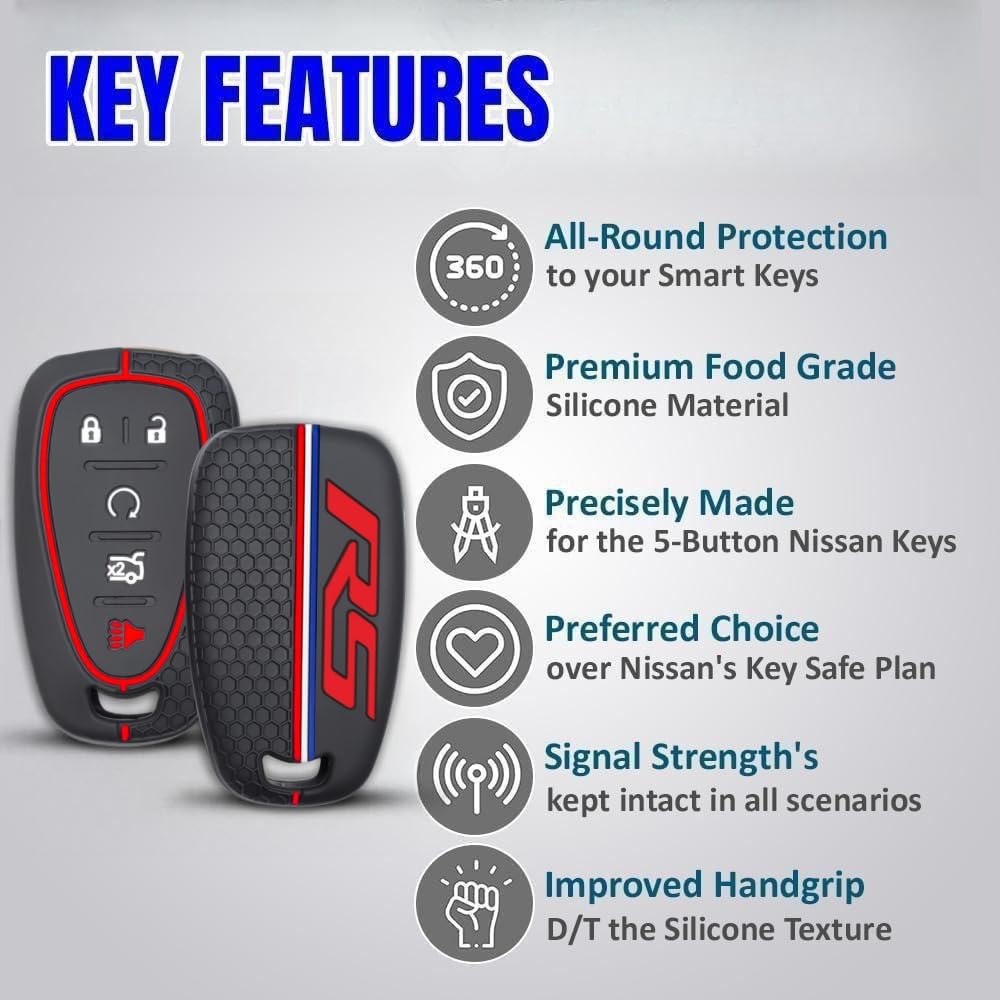 RS emblemat pokrowiec na brelok do kluczy Camaro RS Equinox Malibu Traverse Blazer Cruze Trailblazer Trax Sonic Spark pilot zdalnego sterowania etui na klucze do akcesoriów Chevy (czerwony, RS)