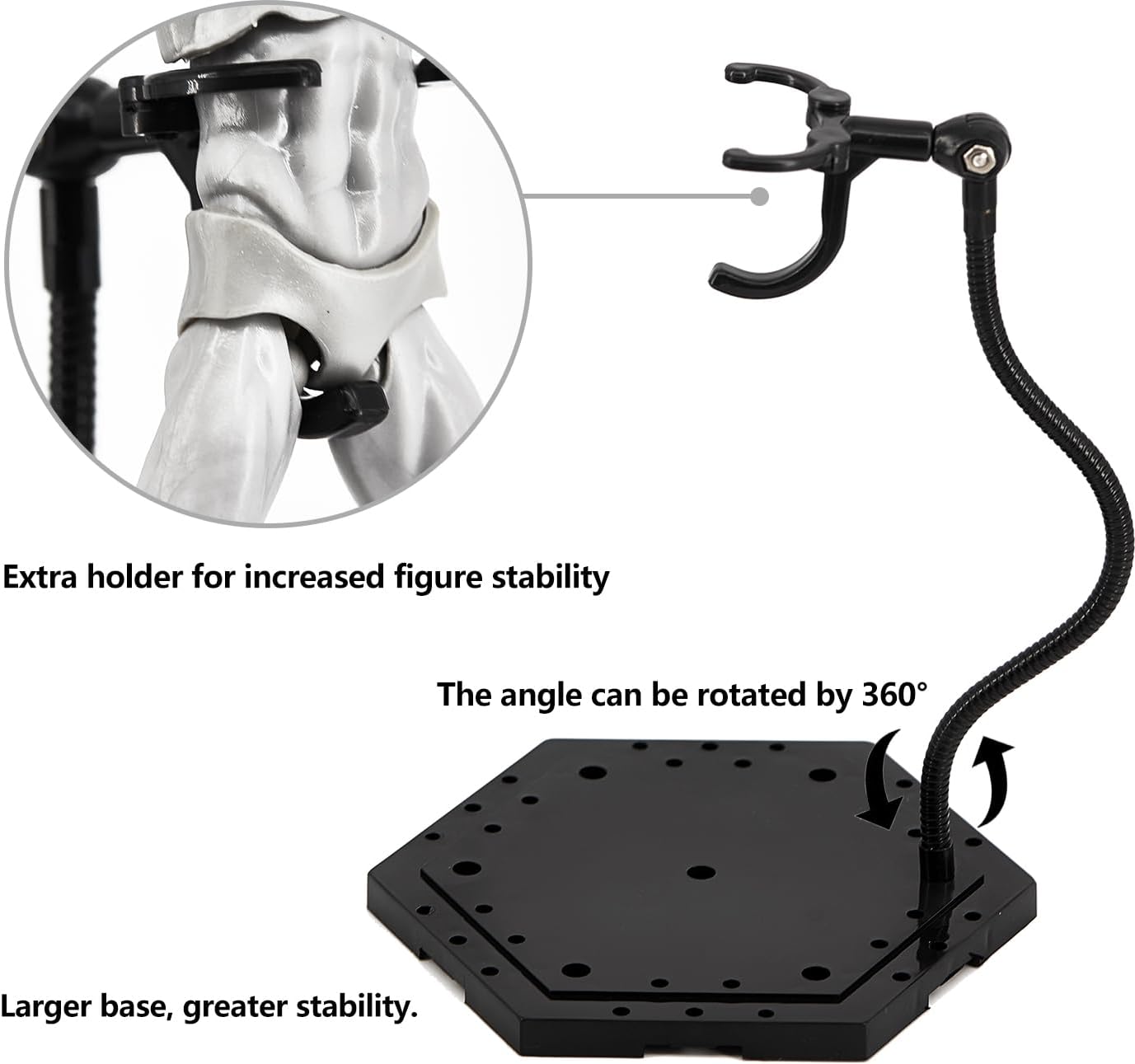 3 Pack Black Action Figure Stand,Action Figure Display Holder Stand Base,Compatible with HG RG SD SHF Gundam 1/144 Toy,Doll Stop Motion Holder Stand with Screwdriver