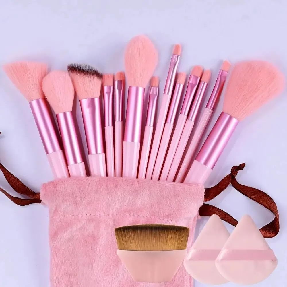 Ensemble de pinceaux de maquillage professionnels, doux et moelleux, pour fond de teint, poudre, fard à paupières, mélange Kabuki, outil de beauté 13pcs brown