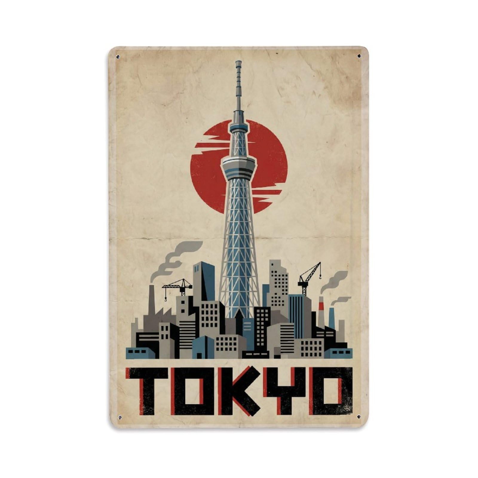 Gead 8X12inch Style Vintage Travel Tokyo Japan Downtown Metal Tin Sign