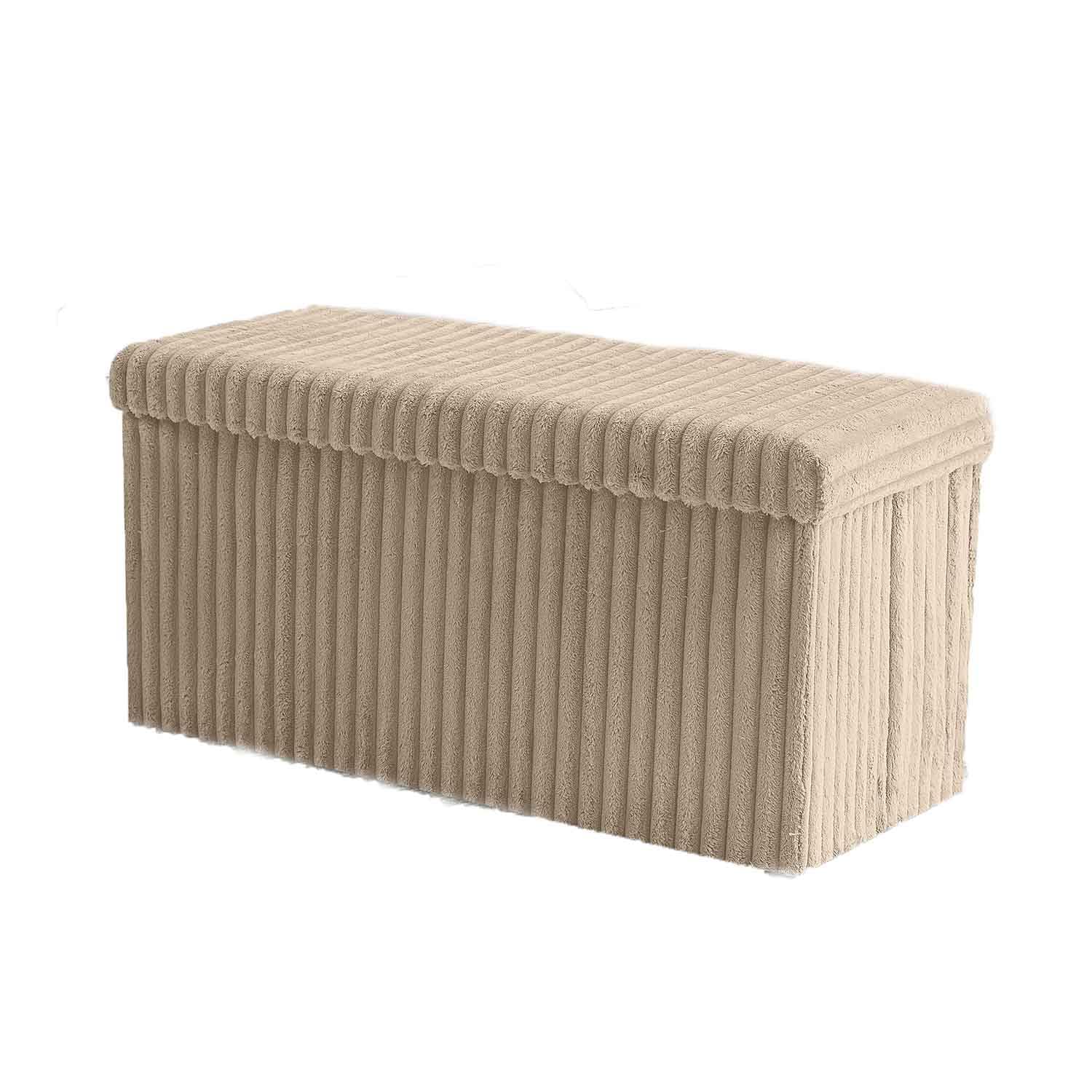 Large Ottoman Storage Box with Lid | Folding Footstool Bench Seat | Rectangular Storage Chest for Bedroom, Living Room & Hallway | Blanket, Toys & Clothes Organizer (Mink, Large Box-76x35x35 cm)