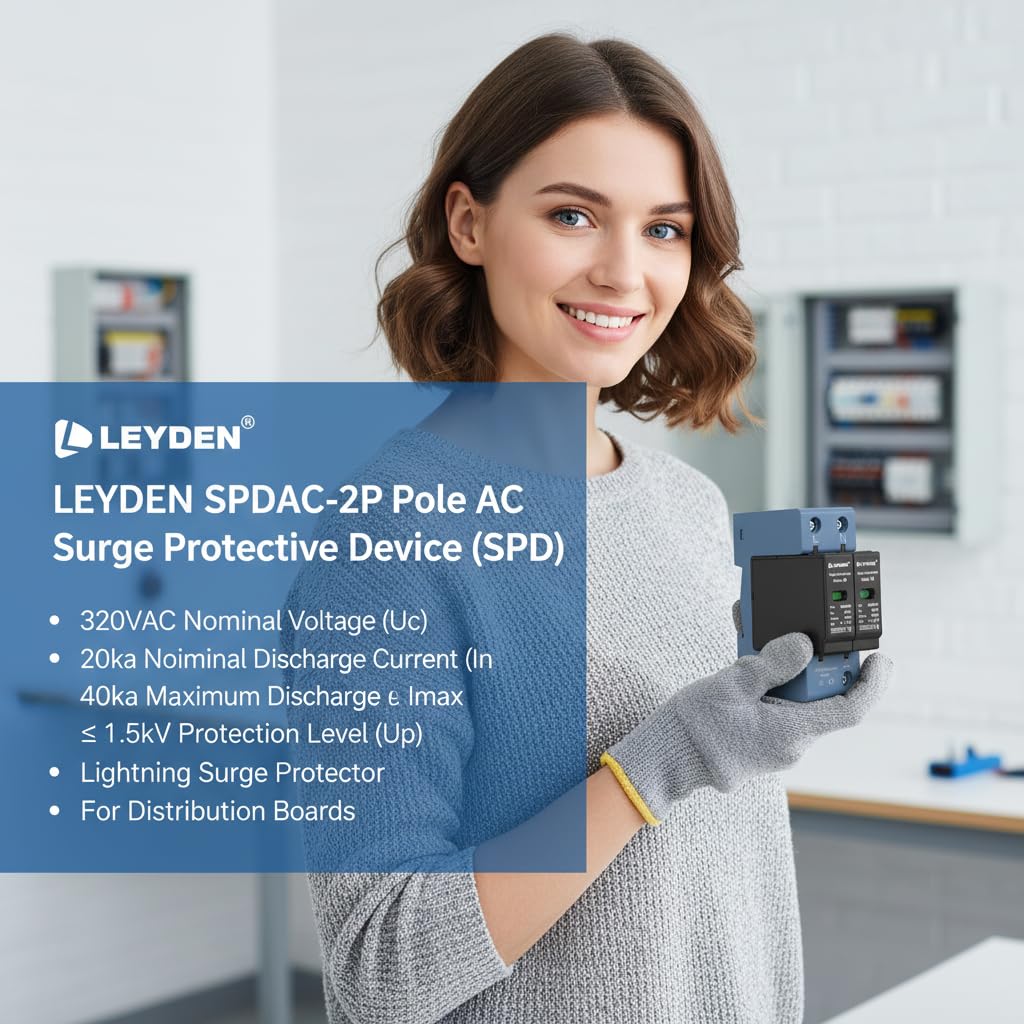 LEYDEN® SPDAC-2P AC Surge Protective Device (SPD) 320VAC | 20kA in, 40kA Imax | Up ≤ 1.5kV | DIN Rail Lightning Surge Protector for Distribution Boards — Amazon image 5
