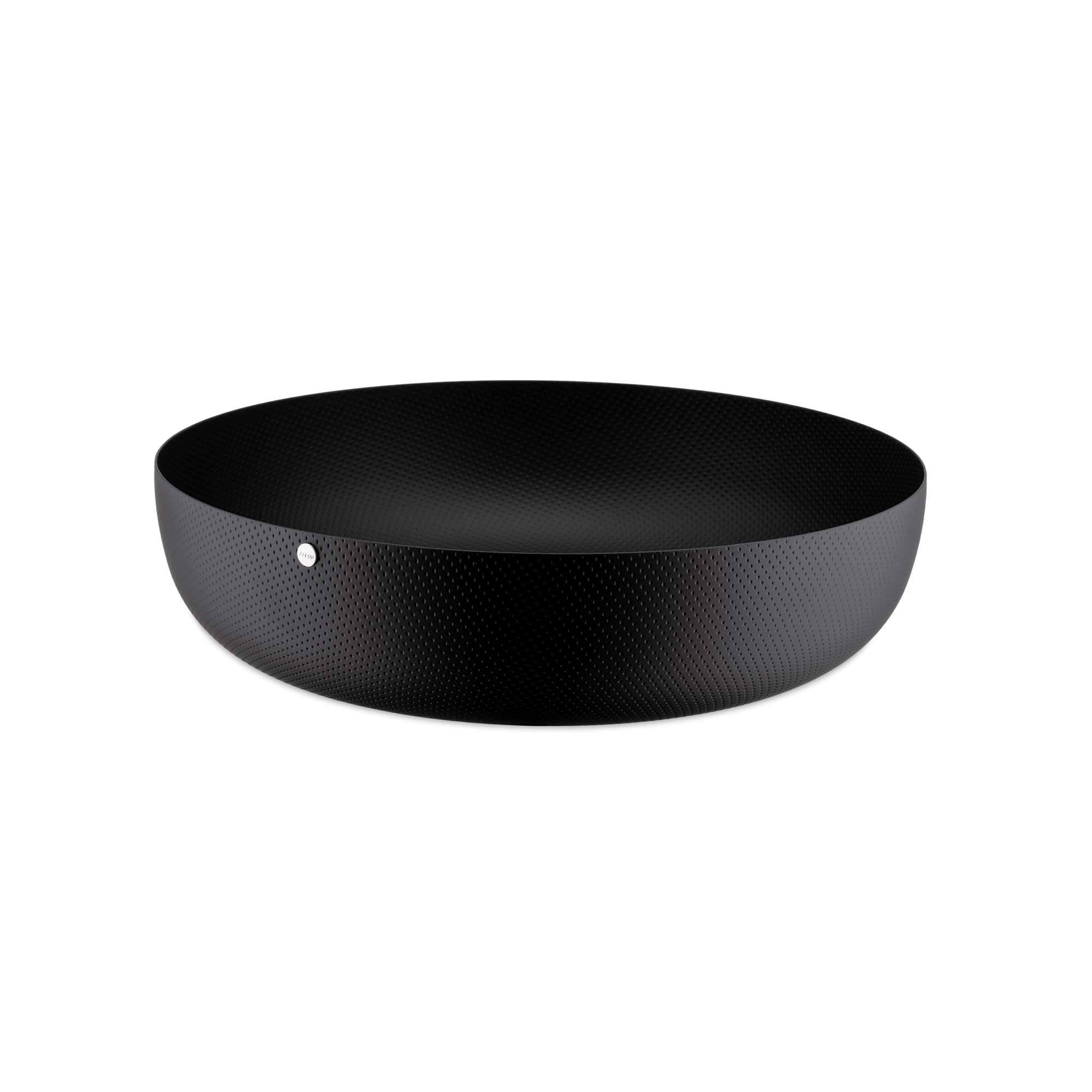 AlessiJm17/24 BT - Design Round Basket, Coloured Steel with Epoxy Resinand Embossed Decoration, Black, 24 cm