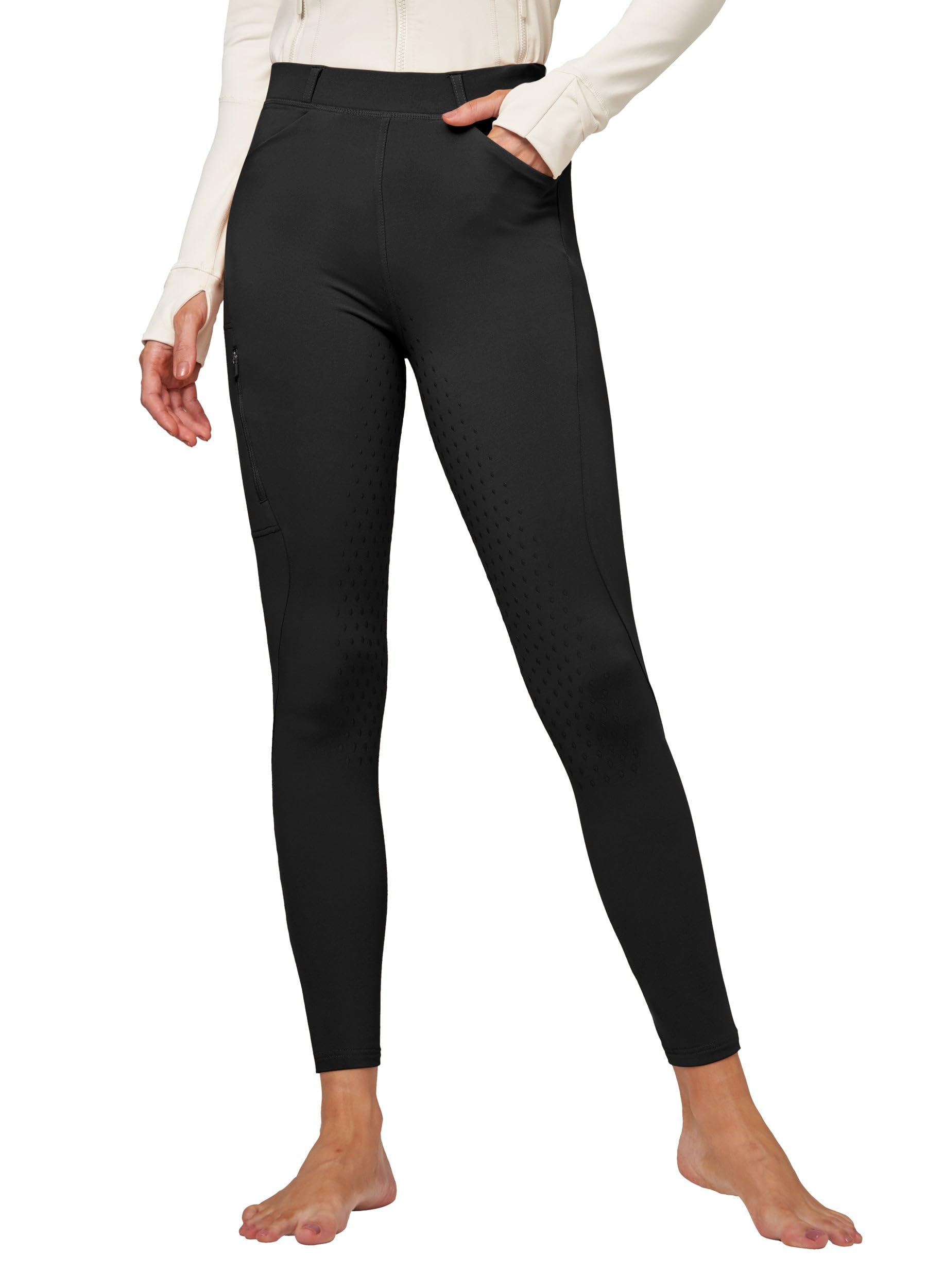 WILLIT Pantaloni da equitazione da donna, invernali, foderati, in pile, con inserti completi, per equitazione, equitazione, pantaloni termici con tasche, passanti per cintura