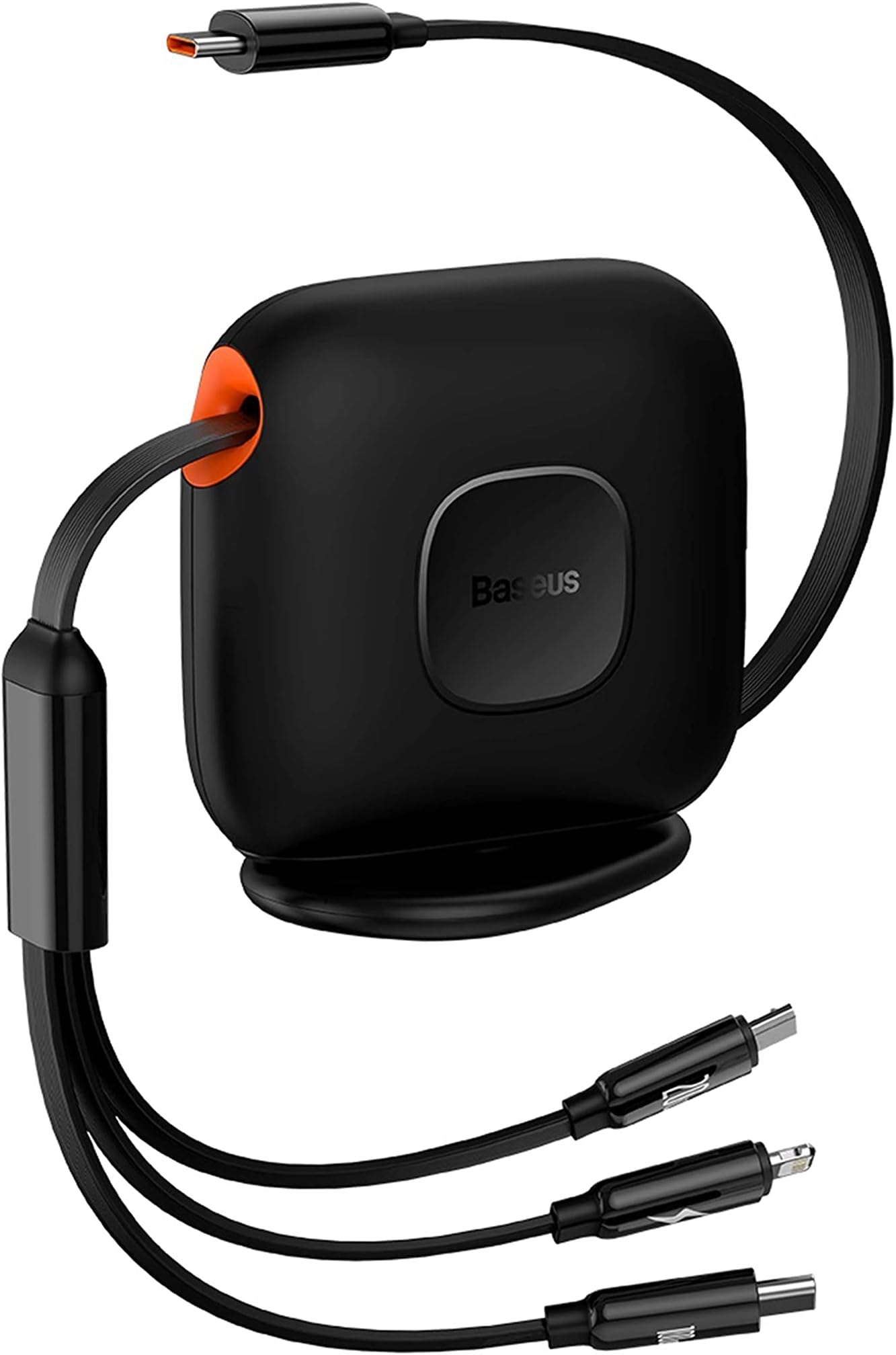 Baseus (3-in-1) 100W Charging Cable, Retractable Multi Charging Desktop Organizer Cable from USB C to Lightning, Type C, Micro Port for iPhone 15 Pro Max, iPad, Macbook, Samsung S24 Ultra, etc (1.7M)