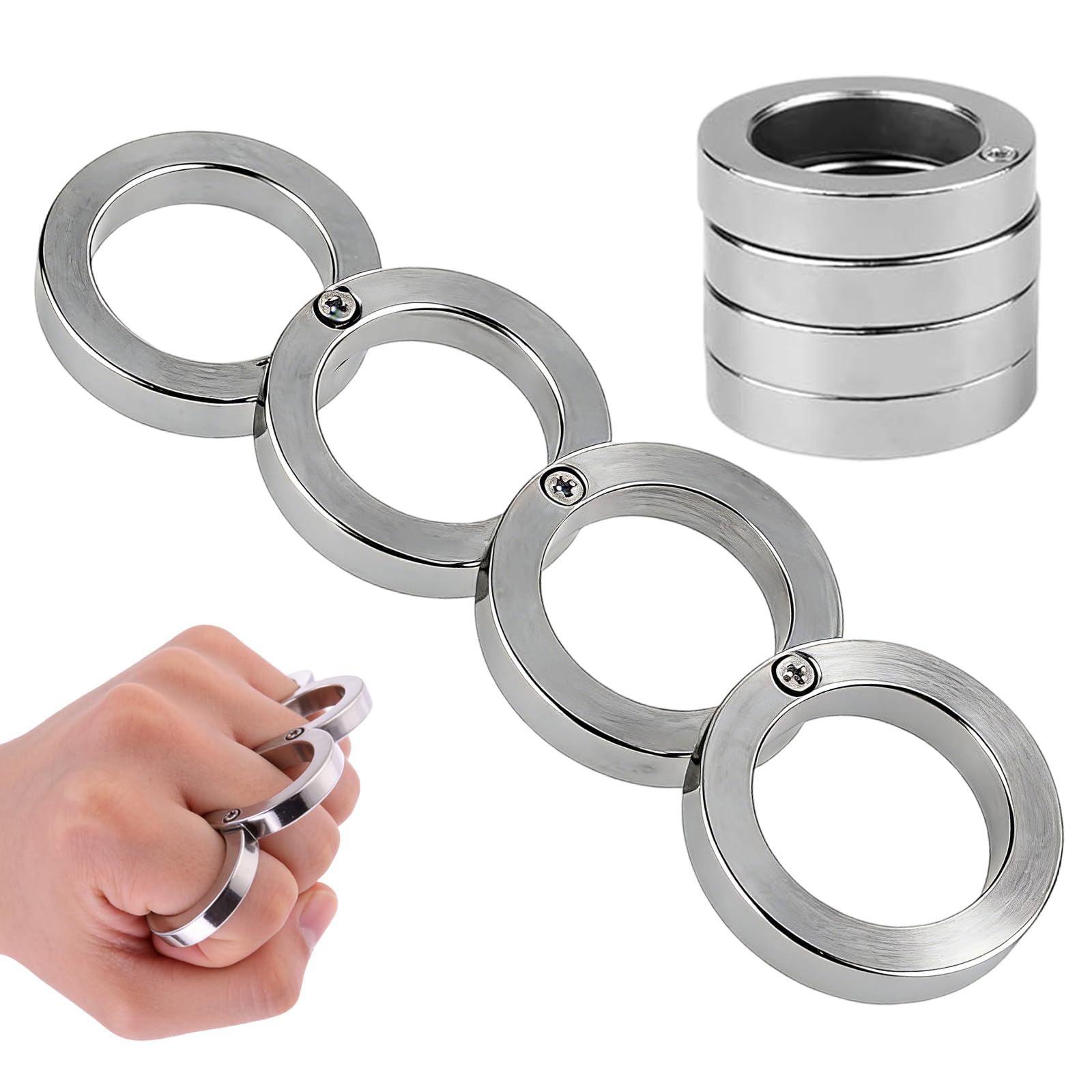 2 Stück Faltbarer Fingerring,4-Finger-Trigger-Ring,Schlagring,Schlagringe,Schlagring Selbstverteidigung,Notfall Skill Ring,Zappelspielzeug Für Erwachsene,Doppelfunktion Als Notfall-Glasschläger