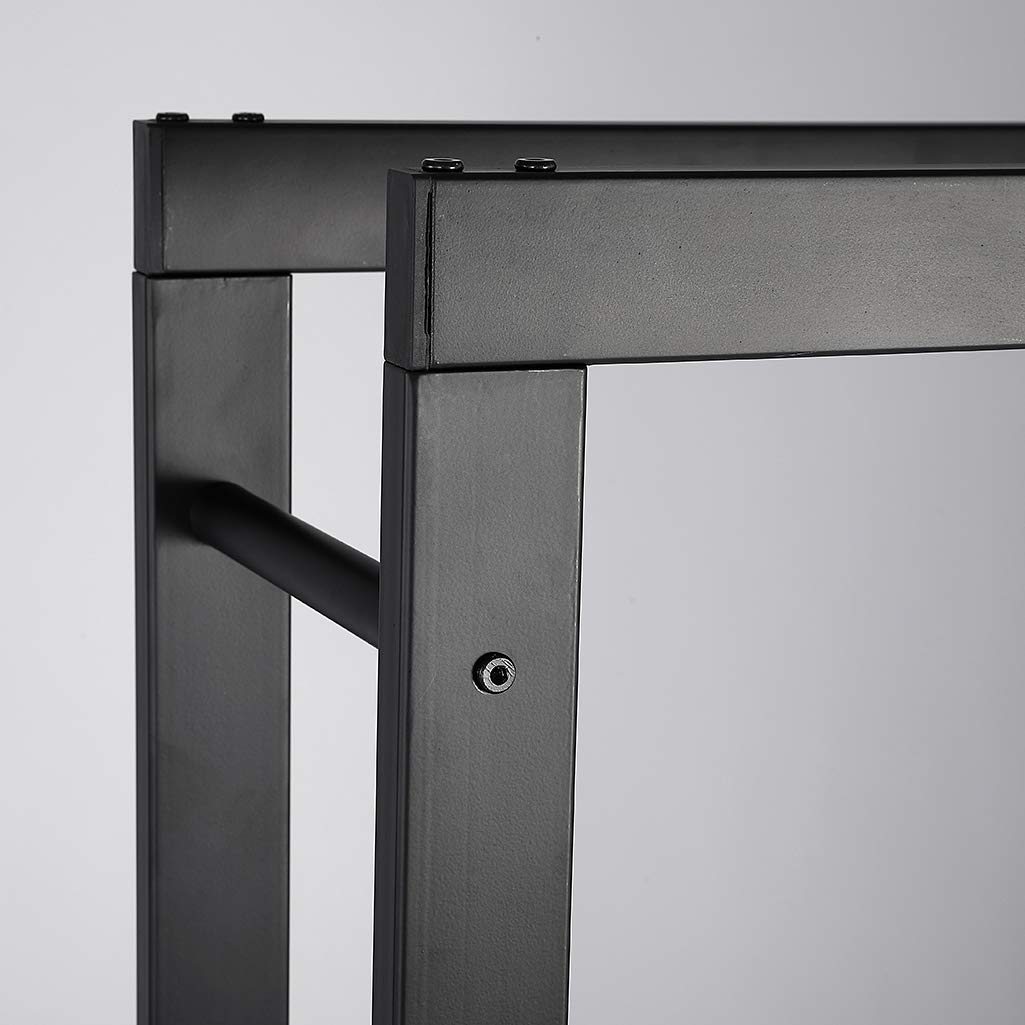 Loywe Estantería de metal para leña de chimenea, para interior y exterior, color negro