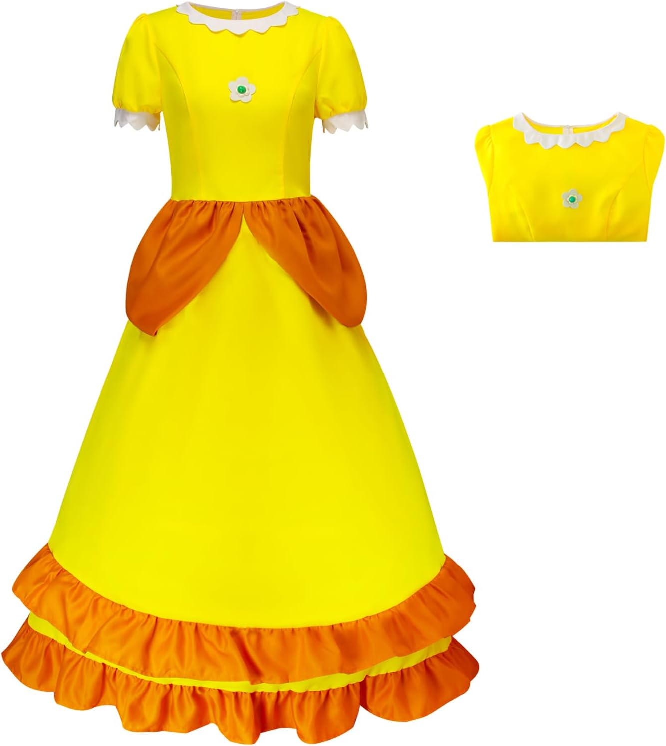 Princess Daisy Costume Adults Peach Costume Rosalina Dress Party Gown Ball Dress Crown Earrings for Women - Image 5