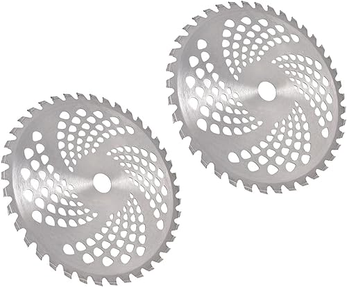 Paquete de 2 cuchillas de carburo de 10 40 dientes para cortador de cepillo, recortadora, hoja de devorador de malezas, orificio 1