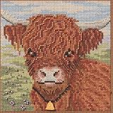 Mill Hill Highland Cow Beaded Counted Cross Stitch Kit Buttons & Beads 2025 Spring Series MH142512, 5.25 x 5.25 inches, Multi