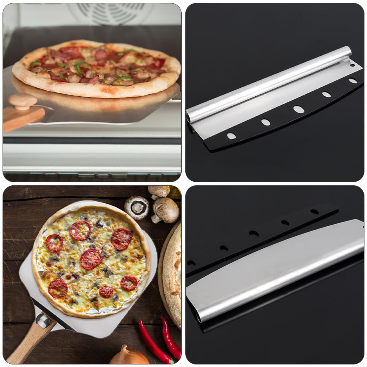 2 Piezas Pala de Pizza Plegable de Aluminio Mango de Madera