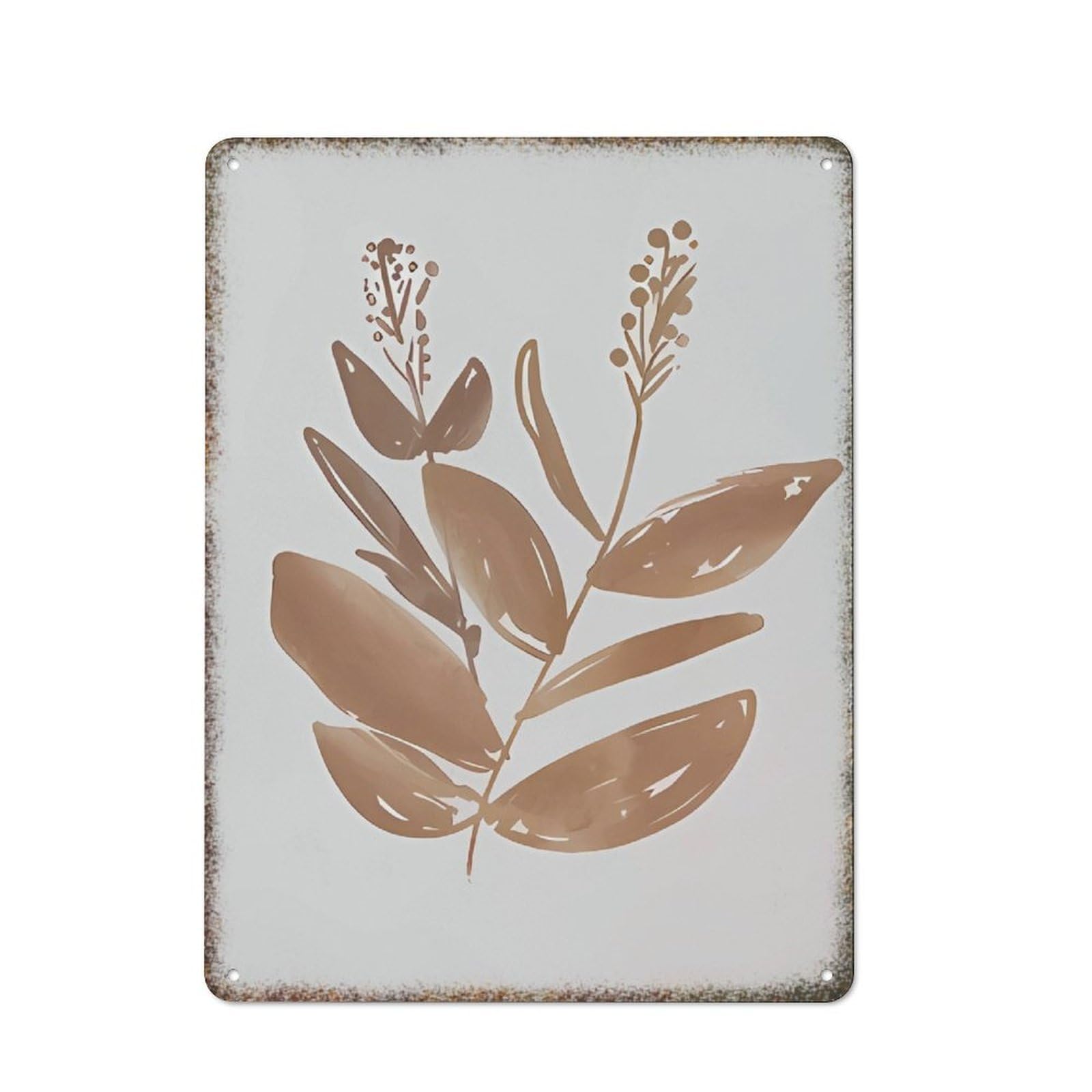 Beige Botanical Flower Abstract Rustic Farmhouse Home Kitchen Wall Art 8x12 inch
