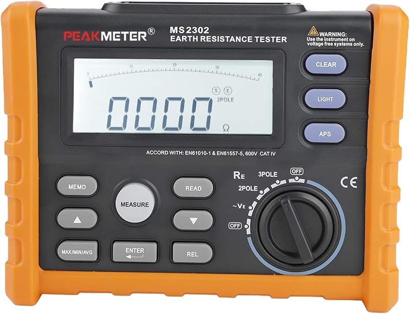 Probador Digital de resistencia a tierra MS2302 con modo de 2 polos y 3 polos de alta precisión, probador de aislamiento de 0 ohmios - 4000 ohmios