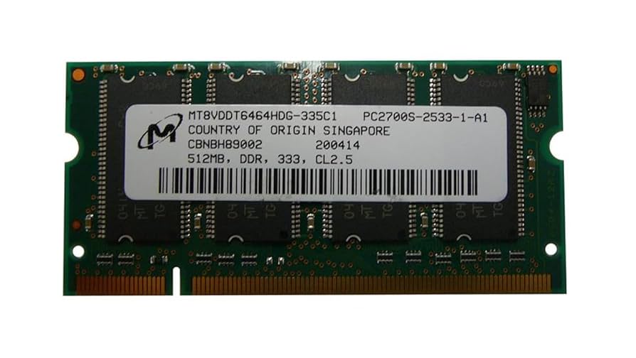 Laptop Memory 512MB,DDR,333,CL2.5 MT8VDDT6464HDG-335C1
