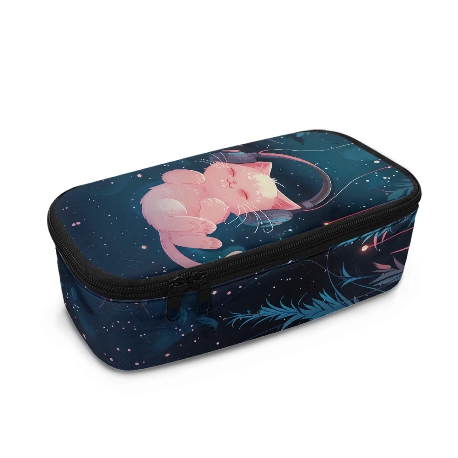 COEQINE Cute Pencil Case for Kids Girls 10-12 Age Kawaii Pencil Pouch with Pink Cat Pattern Large Pencil Case Aesthetic Pen Pouch with Big Capacity Portable Stationery Bag with Handle for Office