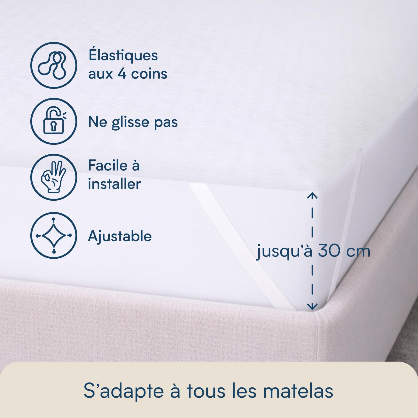 SLEEPZEN Protège Matelas 120x200 cm – Imperméable, Respirant & Silencieux – 100% Coton Ultra Doux – 4 Coins Élastiques – Sanitized® Anti-Acariens – Oeko-Tex – Fabriqué au Portugal