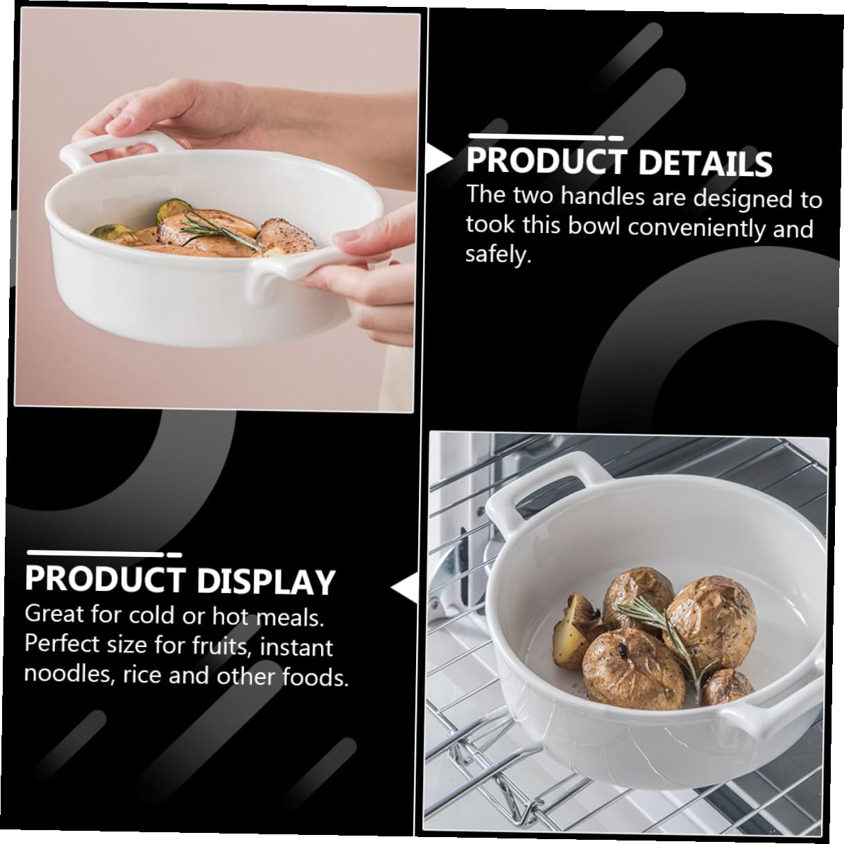 Artibetter Tazón de Sopa Resistente y Antiarañazos con Asas de Color Claro de Cerámica Cuenco de Cocina Adecuado para Uso Doméstico y Platos Grandes