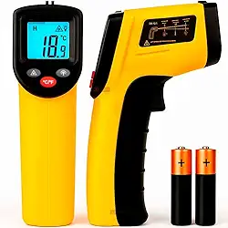 Termometro Digital Industrial e Culinario Infravermelho com Mira a Laser para Comida Fritura Assados -50°C A 400°C, Qualidade e Robustez, Medição Precisa e Rapida + Bateria Inclusa